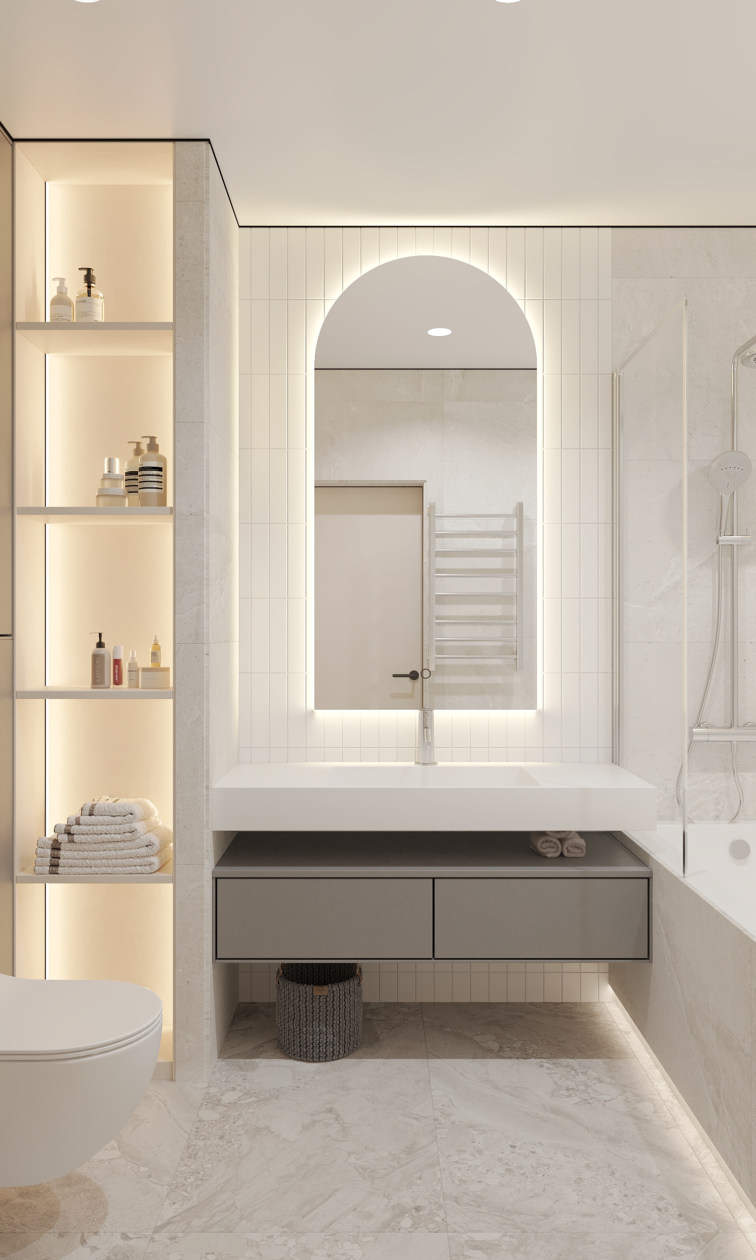 Современный дизайн гостиной в нежных тонах